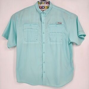Columbia PFG Shirt Mens XL Mint Fishing Vented Omni Shade Short Sleeve‎